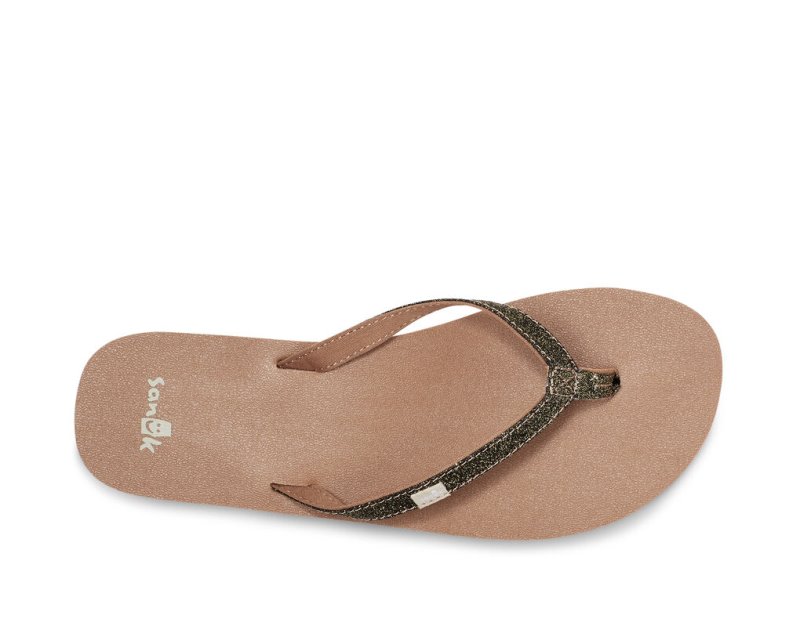 Sanuk Yoga Joy Sparkle Women's Flip Flops Gold | Canada 80AHK